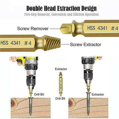 Juego de 6 extractores de tornillos y pernos rotos, herramienta de doble cabeza para reparación de pernos rotos, tornillos con dientes trasroscados y dañados, accesorio de punta para herramientas eléctricas para reparaciones domésticas