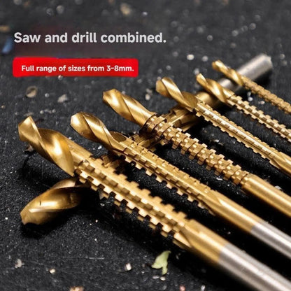 Juego de 6 brocas de acero de alta velocidad con recubrimiento de titanio, vástago recto de construcción duradera, revestimiento de titanio resistente al desgaste para perforar madera y plástico, solo para taladrar, no para cortar, brocas para metal