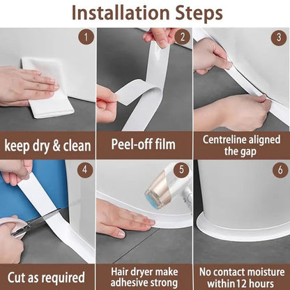 Cinta selladora blanca, 3 rollos, para baño y cocina, cinta de calafateo autoadhesiva para baño, borde de bañera, inodoro, encimera de cocina (3.8 cm x 3.2 m)