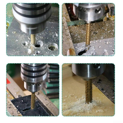 Juego de 6 brocas de acero de alta velocidad con recubrimiento de titanio, vástago recto de construcción duradera, revestimiento de titanio resistente al desgaste para perforar madera y plástico, solo para taladrar, no para cortar, brocas para metal