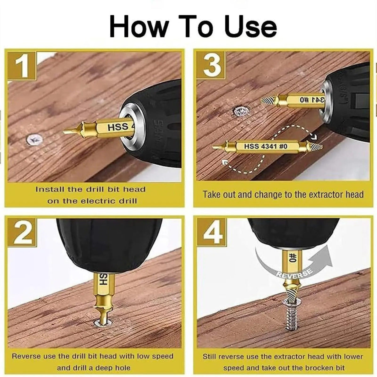 Juego de 6 extractores de tornillos y pernos rotos, herramienta de doble cabeza para reparación de pernos rotos, tornillos con dientes trasroscados y dañados, accesorio de punta para herramientas eléctricas para reparaciones domésticas
