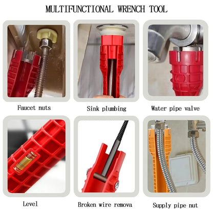 Multifunctional Faucet Ratchet Wrench Set, Sink Faucet Installer and Pipe Extractor Tool for Kitchen and Bathroom Plumbing