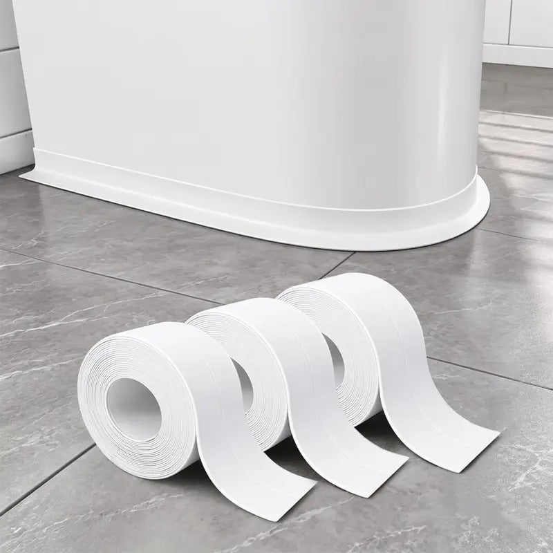 Cinta selladora blanca, 3 rollos, para baño y cocina, cinta de calafateo autoadhesiva para baño, borde de bañera, inodoro, encimera de cocina (3.8 cm x 3.2 m)