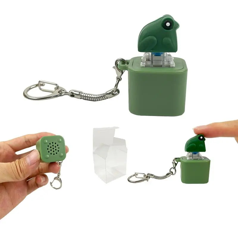 Llavero con botón de lagartija, rana y coquí – Luz LED recargable, juguete con sonido y cambio de color | Regalo de San Valentín para niños y adultos