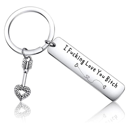 Best Friend Keychain for Women, Stainless Steel Key Chain Engrave I Fking Love You Bith Birthday Christmas Friendship Gift for Bestie Best Friends Female Bff