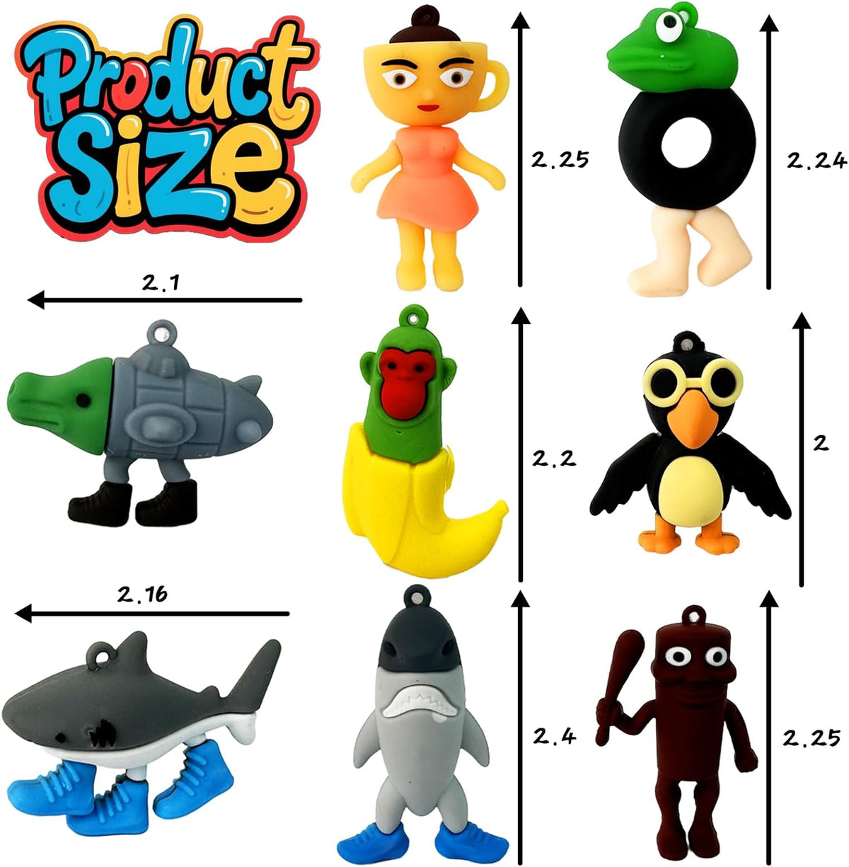 Italian Brainrot Toys 24pcs Tralalero Tralala Meme Shark Figures 2.5in Funny Animals Keychain Decor Gifts for Fans Squishy Bag Charms Car Accessories Collector Set Fun Collectibles Silicone Figurines Decorative Figurines