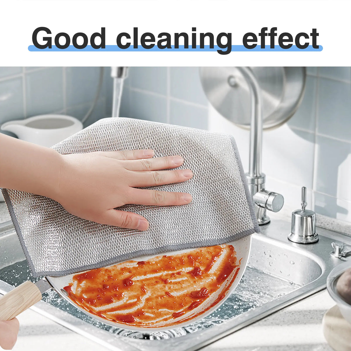 Paquete de 10 paños de alambre multiusos que no rayan, estropajos metálicos para lavar platos, trapos de limpieza de 2 capas para limpieza en seco y húmedo, utensilios de cocina