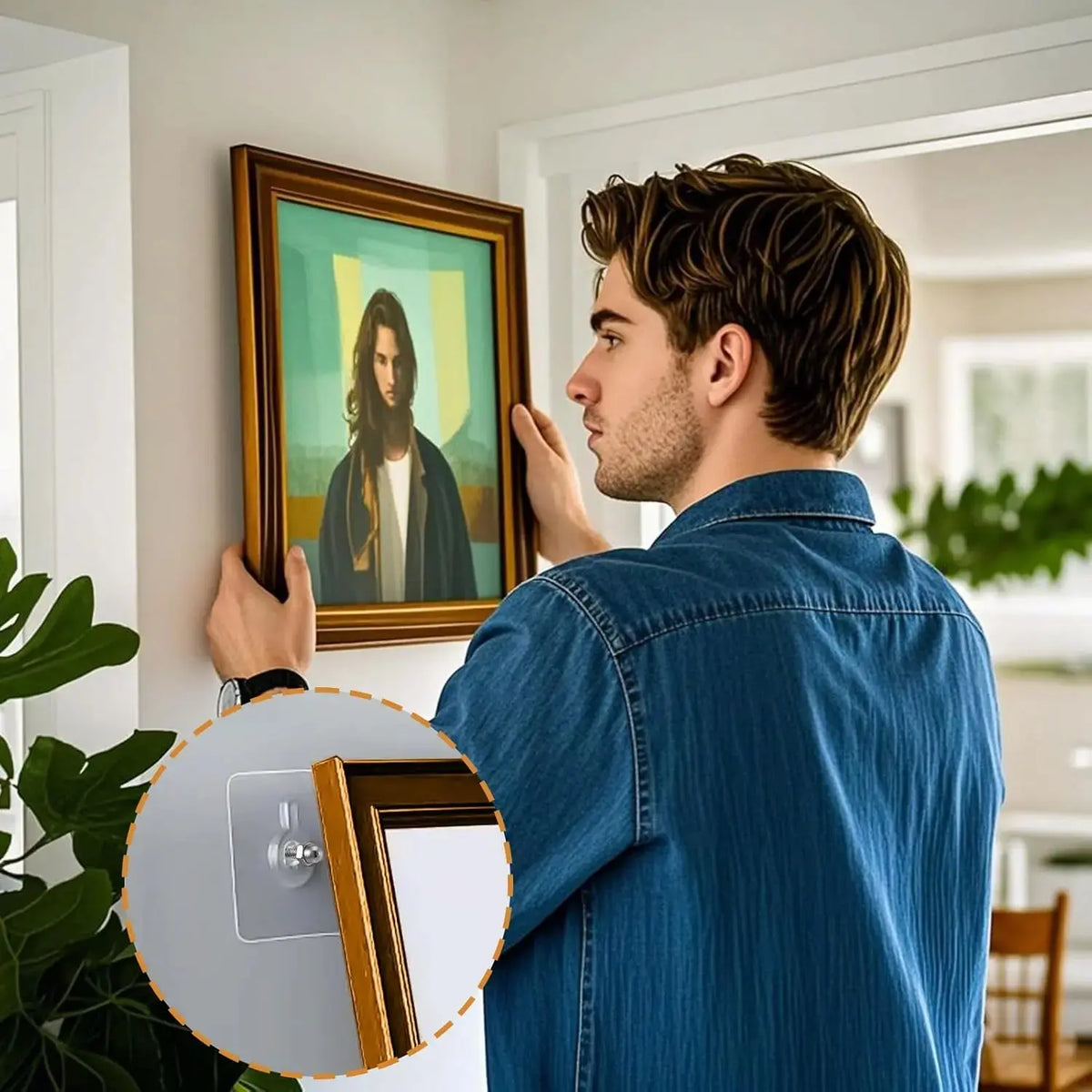 COMPRA 10 Y LLÉVATE 10 GRATIS: 20 piezas de ganchos adhesivos para marcos, ganchos autoadhesivos de montaje en pared adecuados para la decoración de baños y cocinas