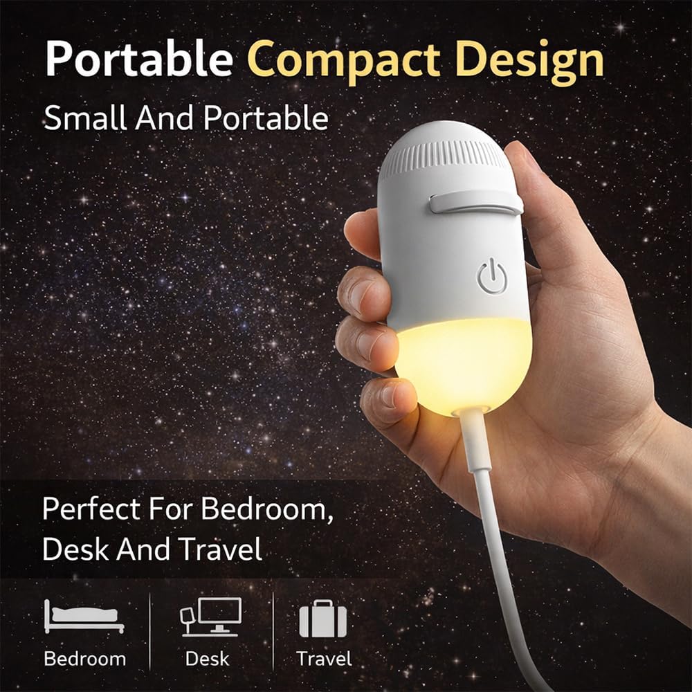 USB 2-in-1 Galaxy Projector and Warm Night Light - 3 or 12 Projection Discs