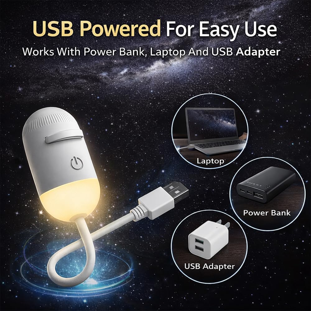 USB 2-in-1 Galaxy Projector and Warm Night Light - 3 or 12 Projection Discs